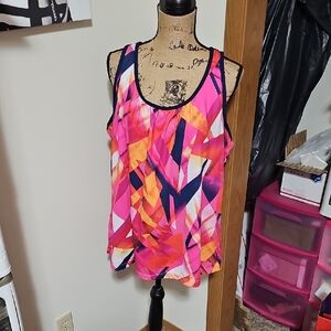 Xersion Pink and Orange Abstract Tank Top